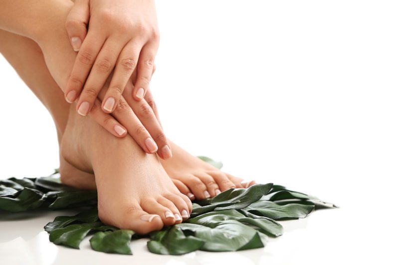 Skin care. Feet in close-up